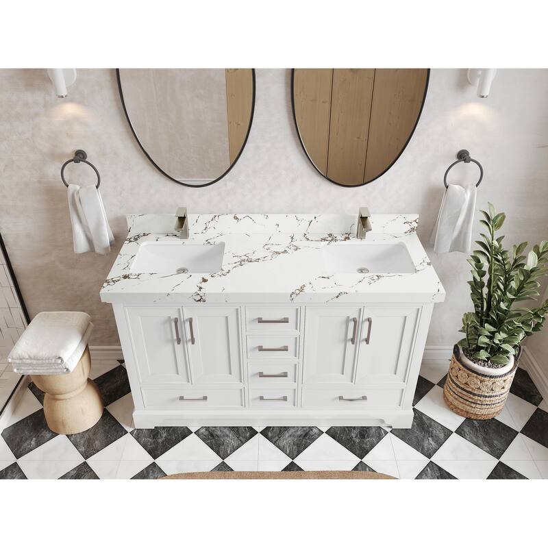 Willow Collections 60 in. W x 22 in. D Charlotte Double Sink Bathroom Vanity with Countertop