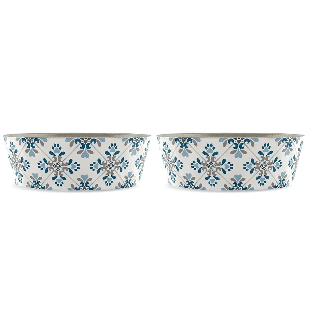 Abode Homewares Pawsitano Tile Planta Pet Bowl - White - Set of 2