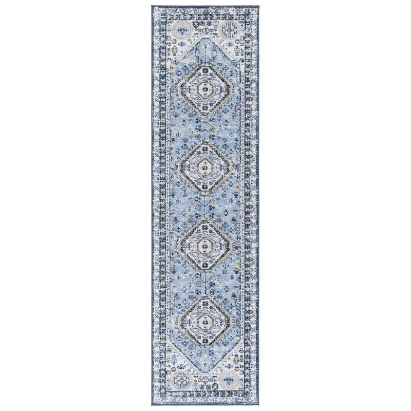 SAFAVIEH Bayside Machine Washable Surmeli Shabby Chic Rug - 2'2" x 8' Runner - Blue/Navy