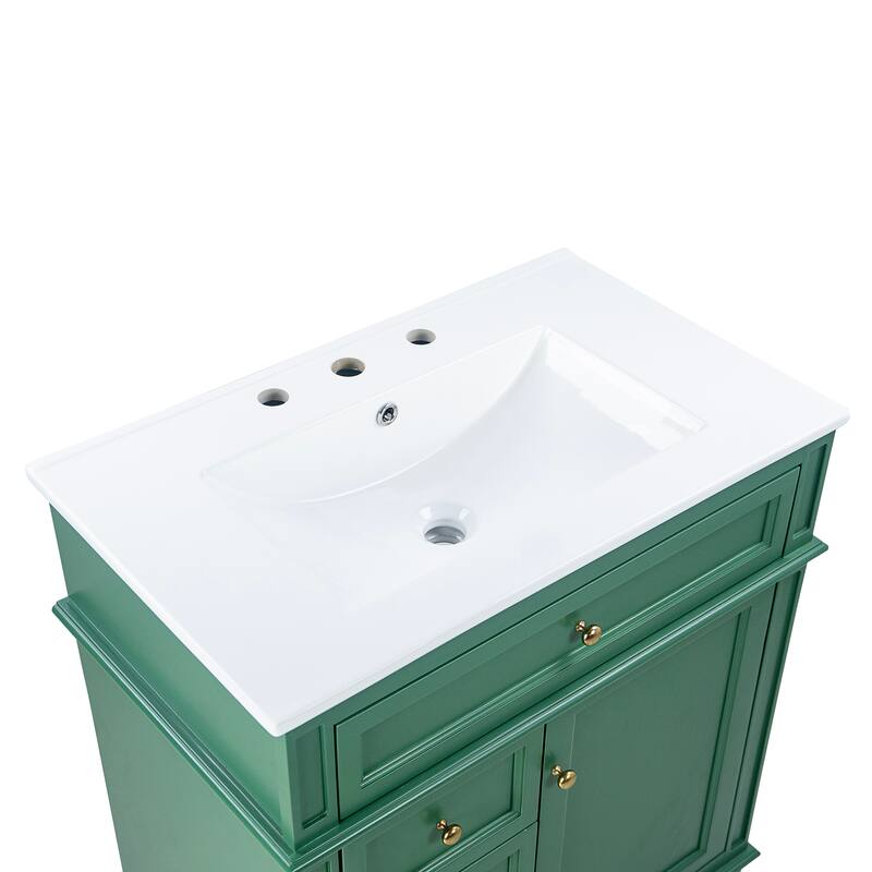 Modern 30-Inch Freestanding Vanity with Ceramic Sink, Soft-Closing Door, Drawers, and Painted Finish