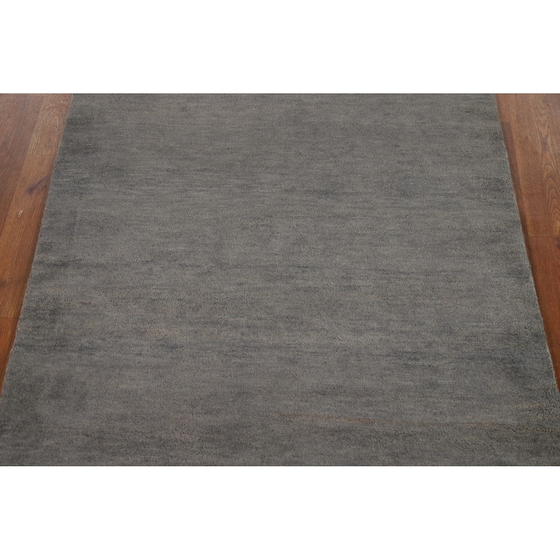 Gray Modern Gabbeh Oriental Runner Rug Handmade Wool Carpet - 3'4"x 6'6"