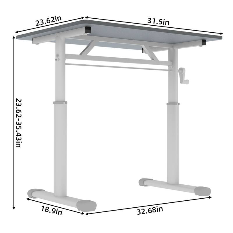 GDFStudio - 32"W Manual Height Adjustable Ergonomic Computer Desk