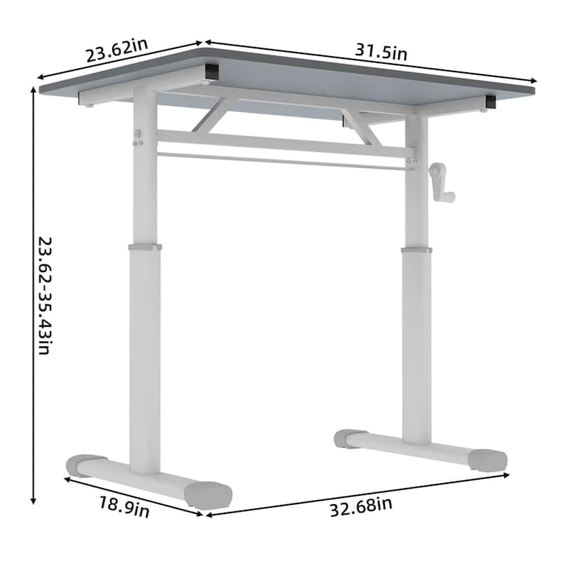 Roomfitters 31.5" Adjustable Height Study Desk - Compact Multi-Purpose Desk for Kids & Adults, Manual Crank Standing Desk