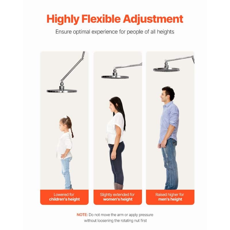 Silver Stainless Steel Adjustable 16-Inch Shower Head Arm Extension with Rotating Nut - 16 x 1.5 x 1.7 in