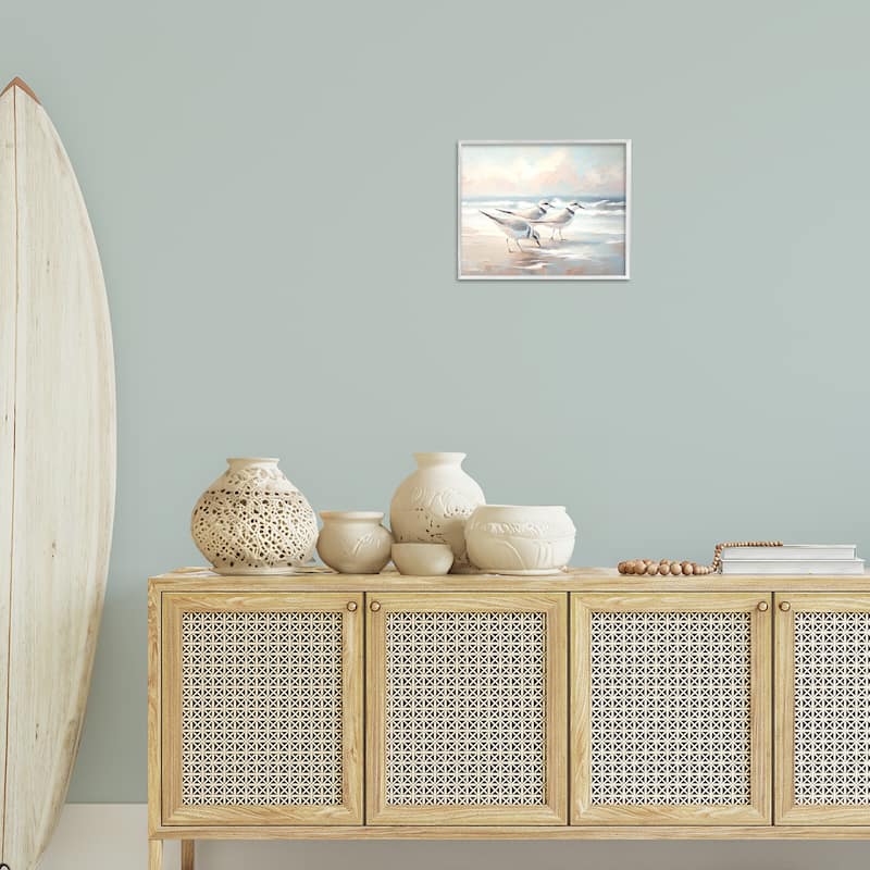 Stupell Sandpipers Under Warm Beach Sun Framed Giclee Art Design By Ramona Murdock