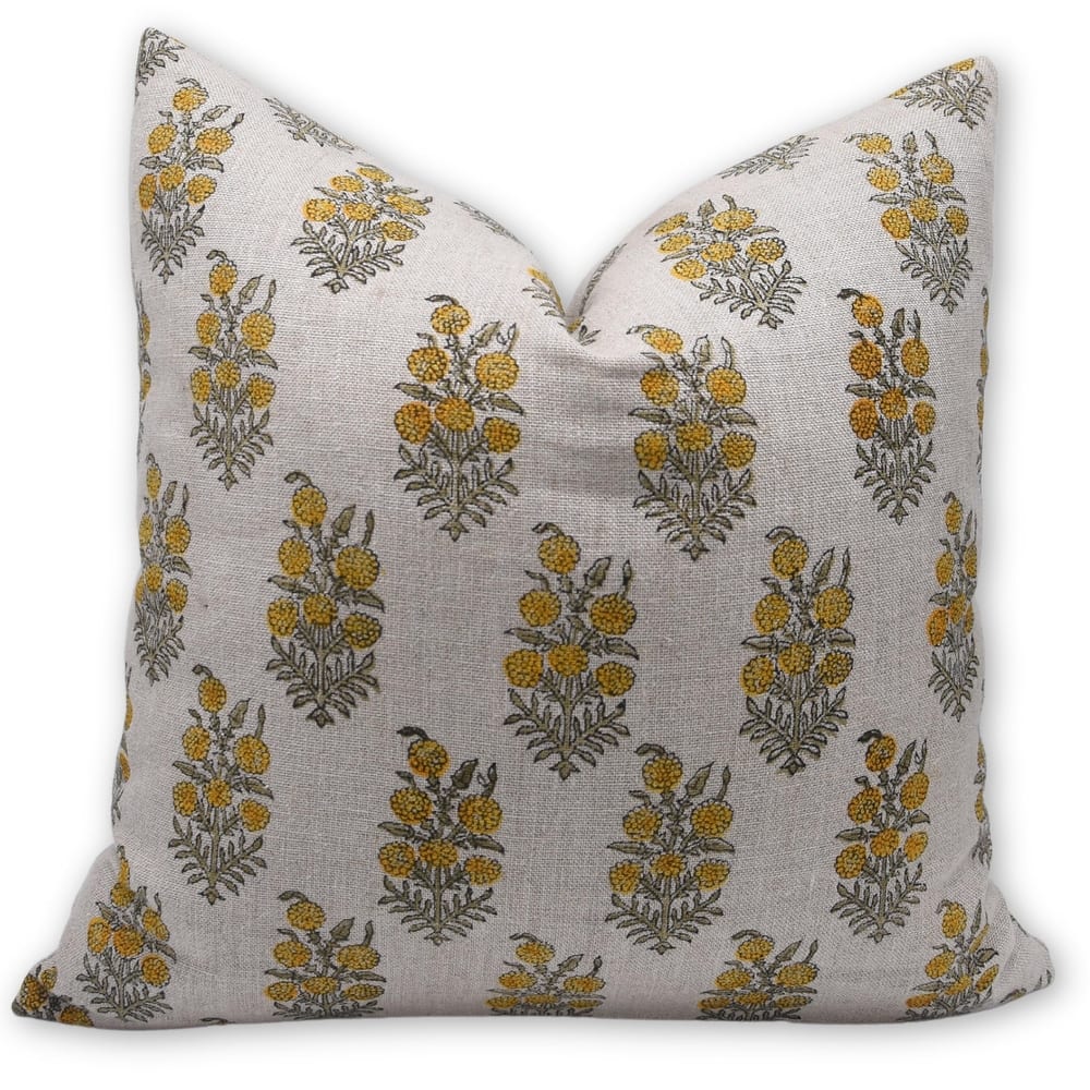 Linen Decorative Block print pillow Cover - Hajara