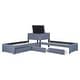 preview thumbnail 11 of 14, L-Shaped Upholstered Platform Bed with Trundle & Storage Cabinet