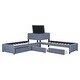 preview thumbnail 11 of 14, L-Shaped Upholstered Twin Platform Bed with Trundle, 2-Drawers, Built-in Desk, Convertible Design, Solid Wood Frame, Grey