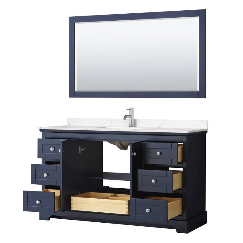 Avery 60 Inch Single Vanity, Cultured Marble Top, 58 Inch Mirror
