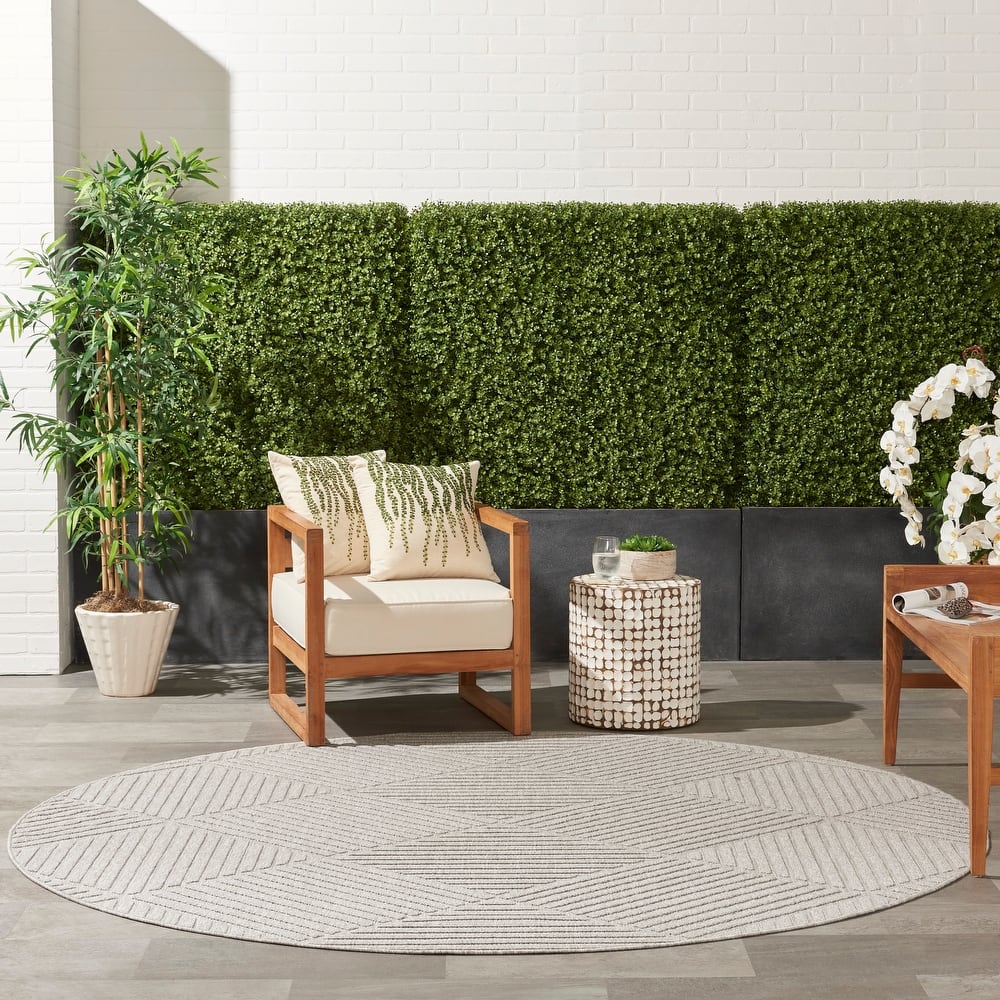 Nourison Palamos Textured Geometric Stripes Indoor/ Outdoor Area Rug