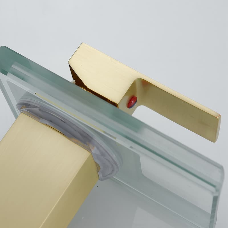 Modern Brushed Gold Bathroom Basin Faucet with LED Light