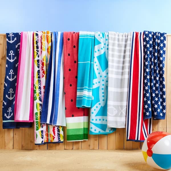 slide 2 of 32, Market & Place 2 Piece Printed Cotton Velour Beach Towel Set