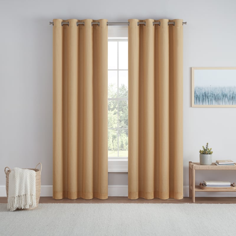 Eclipse Dutchess 100% Blackout Lined Curtains - 84x50 - Flaxen