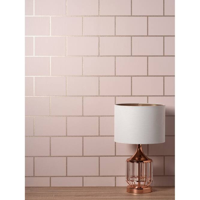 Fine Decor Metro Rose Gold Tile Wallpaper