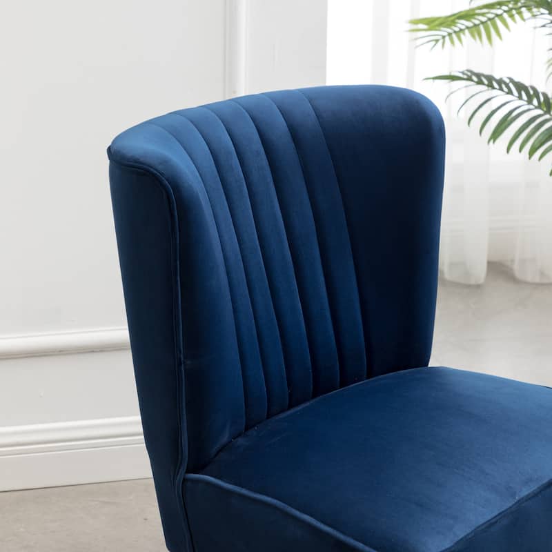 Blue Modern 26" Polyester Accent Chair with Solid Rubber Wood Legs for Living Room