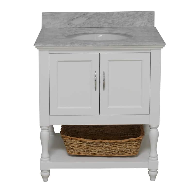 KitchenBathCollection Beverly 30" BathroomVanity w/ Carrara Marble Top