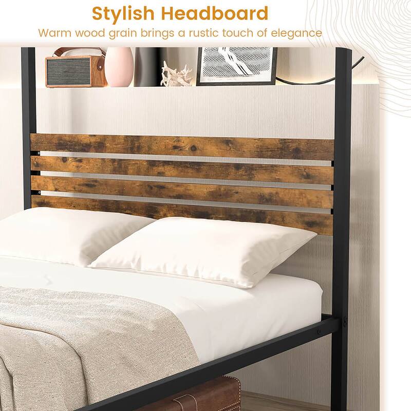 Gymax Twin/Full/Queen Size 4-Post Canopy Bed Frame Rustproof Metal