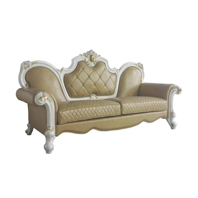 Deveraux Butterscotch and Antique Pearl Diamond Tufting Sofa