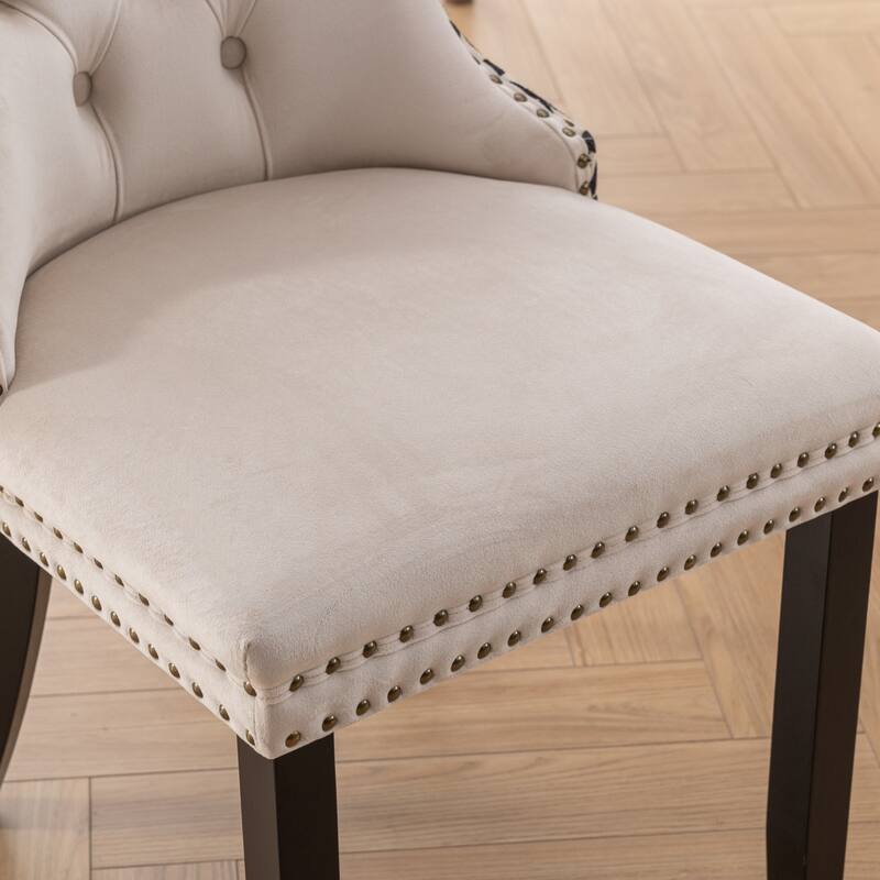 Classic Velvet Dining Chairs, High-end Tufted Solid Wood Contemporary Velvet Upholstered Dining Chair with Wood Legs Nailhead