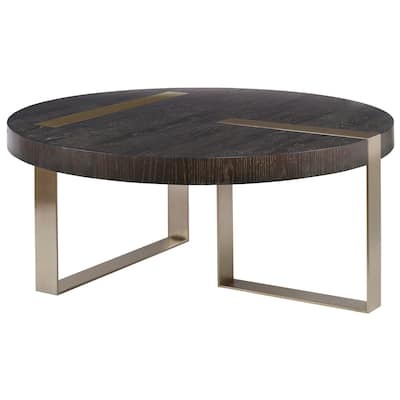 42" Brown Silver Unique Uttermost Converge Spacious Round Coffee Table