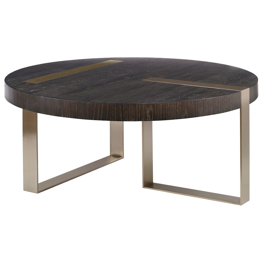 42" Brown Silver Unique Uttermost Converge Spacious Round Coffee Table