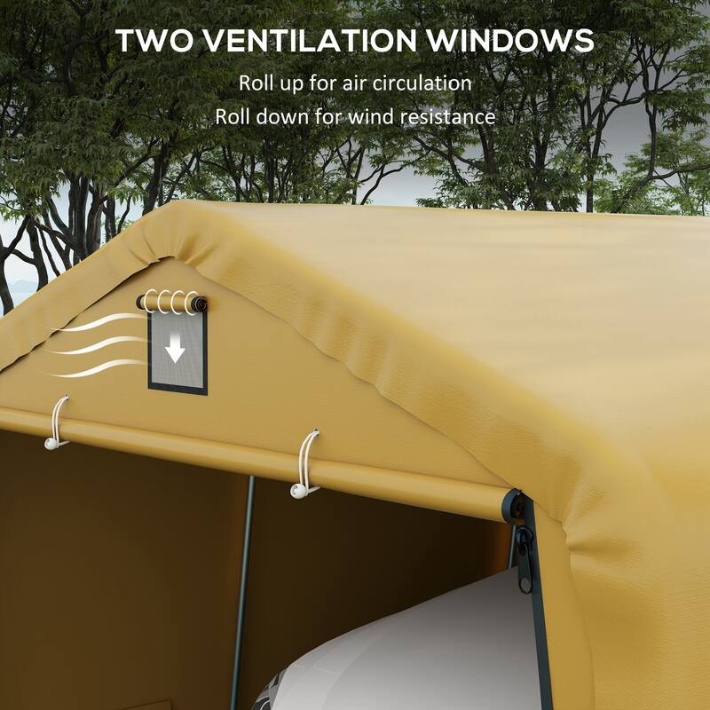 Outsunny 12' x 20' Heavy Duty Carport, Portable Garage Canopy Tent with 2 Ventilation Windows and Large Door, for Car, Truck