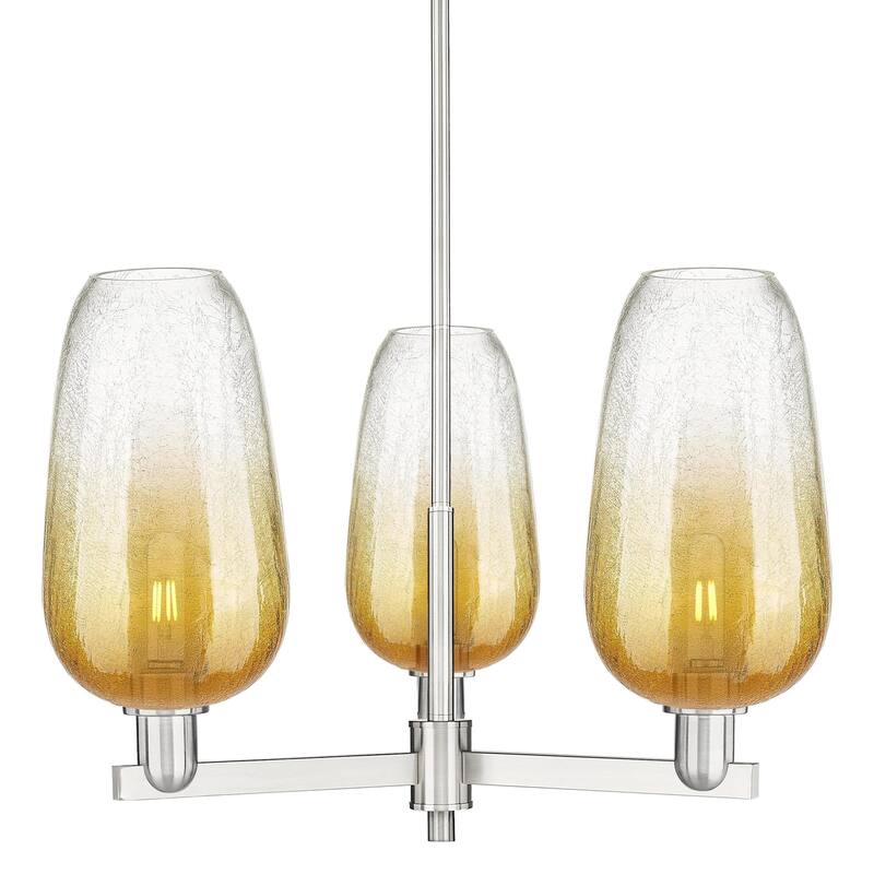 Innovations Lighting 716-3CR-17-18 Brookhaven Flute Chandelier - Satin Nickel / Amber