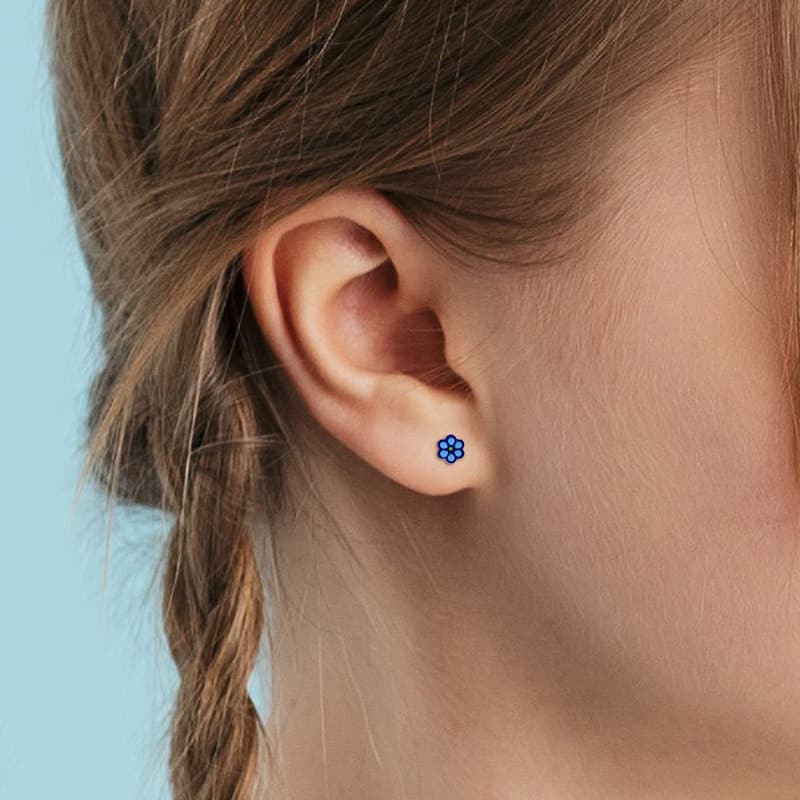 Miadora Children's Flower Enamel Stud Earrings 3-Piece Set