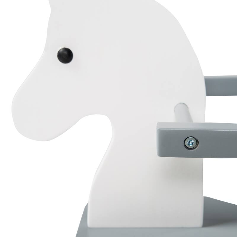 Roba Wooden Rocking Horse, White & Gray Solid Wood Lacquered, For 12+ Months