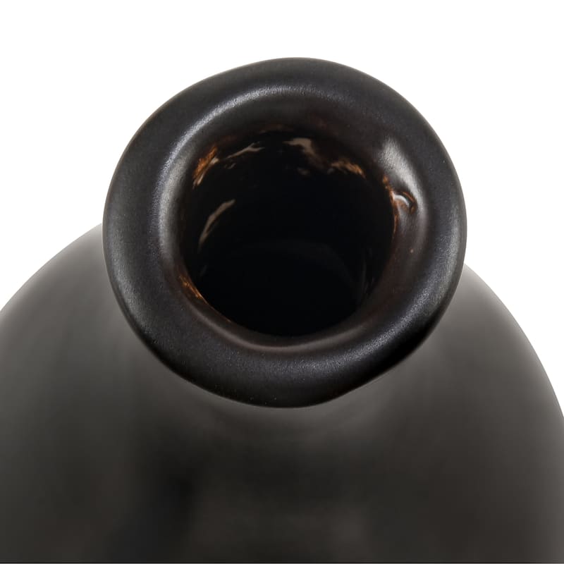 Elk Home Faye Black Finish Earthenware 4 Inch Wide Vase