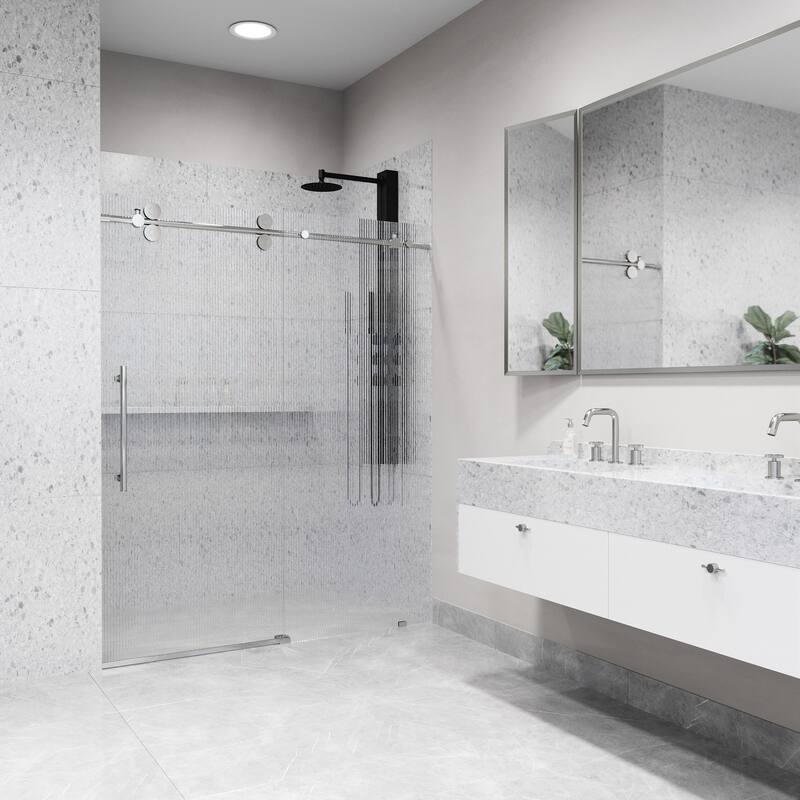 VIGO Elan 56" to 60" W x 74" H Frameless Sliding Shower Door