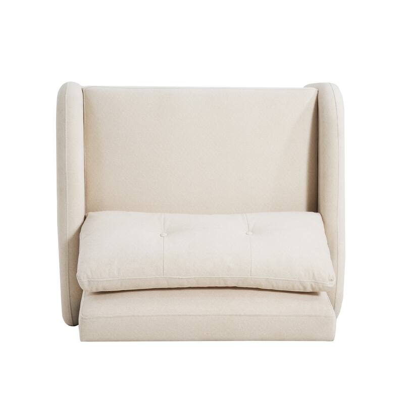 Cotton Linen 3-in-1 Sleeper Sofa Chair with Storage Pocket and Pillow