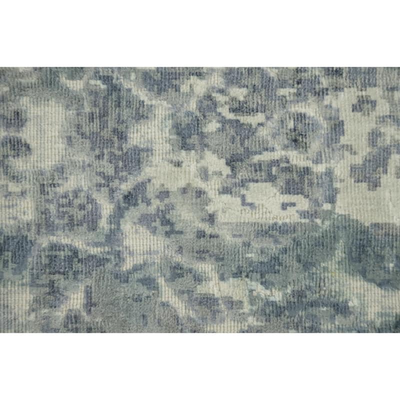 Hand Knotted Oriental Viscose Silk Carpet Modern Abstract Greys & Charcoal Abstract Area Rug - 8' 1'' X 5' 7''