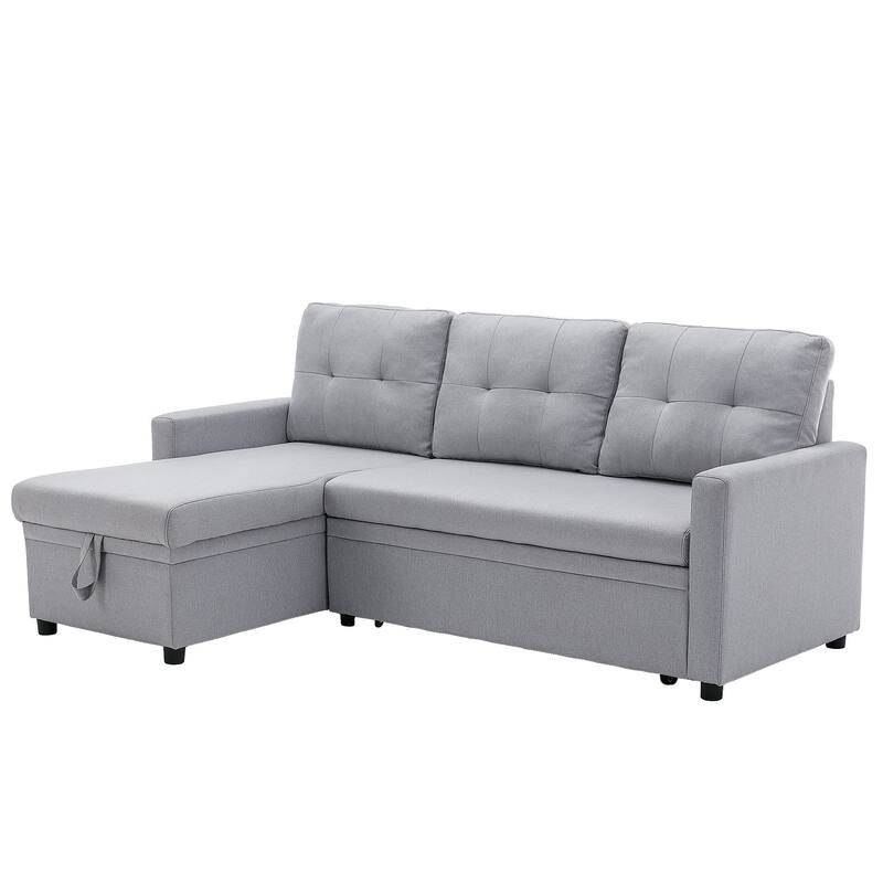 Modern Pull Out Sectional Sofa Bed Couch with Storage Chaise for Living Room