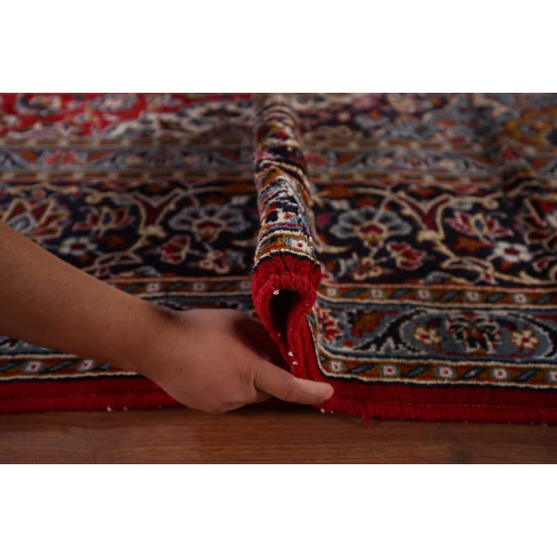 Traditional Red Kashan Turkish Rug Machine Made Living Room Carpet - 9'9" x 13'0"