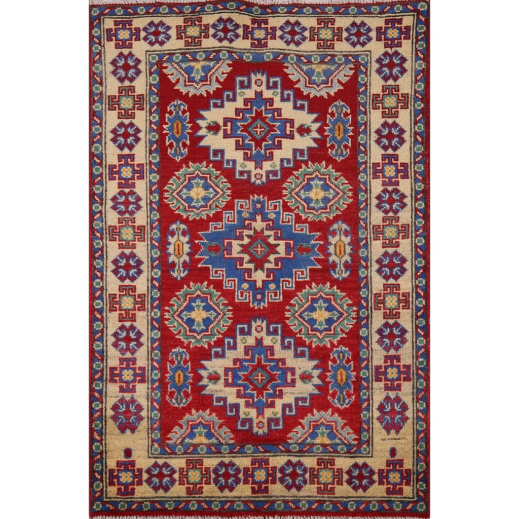 Red Kazak Oriental Foyer Rug Handmade Foyer Wool Carpet - 2'8" x 3'11"