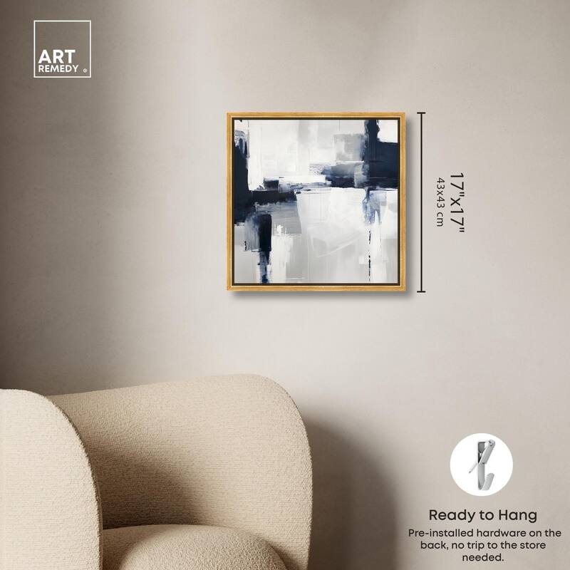 Blue Cascades on Still White Canvas by Art Remedy