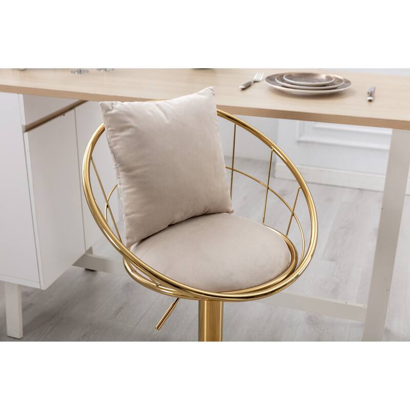 360° Swivel Bar Stools Set of 2, Modern Adjustable Counter Height Velvet Bar Chair, Kitchen Island Dining Chairs for Cafe Pub