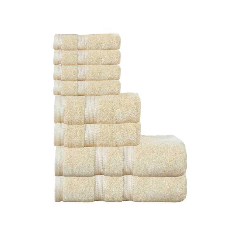 Home Weavers Elegance Essentials 550GSM Cotton Zero Twist Super Absorbent Bath Towel Set of 8 - 27"x54", 16"x24", 13"x13" - Yellow