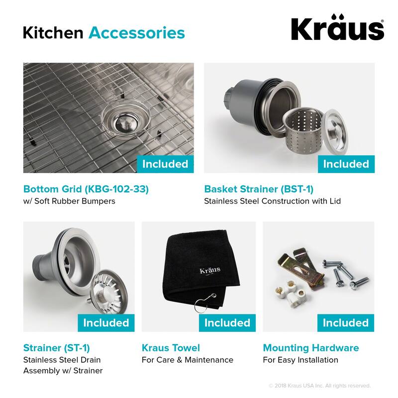 KRAUS Standart PRO Stainless Steel 33 in 50/50 Undermount Kitchen Sink