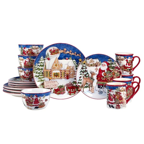 slide 2 of 10, Certified International Santa's Workshop 16 Pc. Dinnerware Set, Service for 4