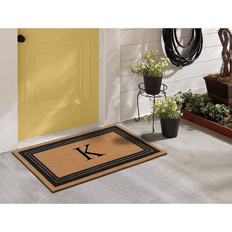 A1HC Natural Coir Monogrammed Entrance Door Mats Flock Doormat 24"X39"