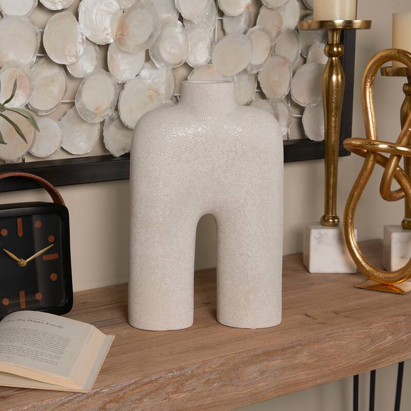 White Ceramic Arched Abstract Decorative Vase - 9"W, 13"H - 9"W, 13"H - White