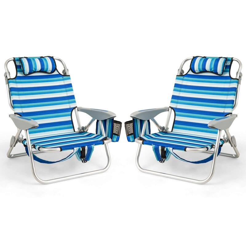 Costway 1/2 PCS Folding Beach Chair for Adults Lightweight Aluminum - 2 PCS