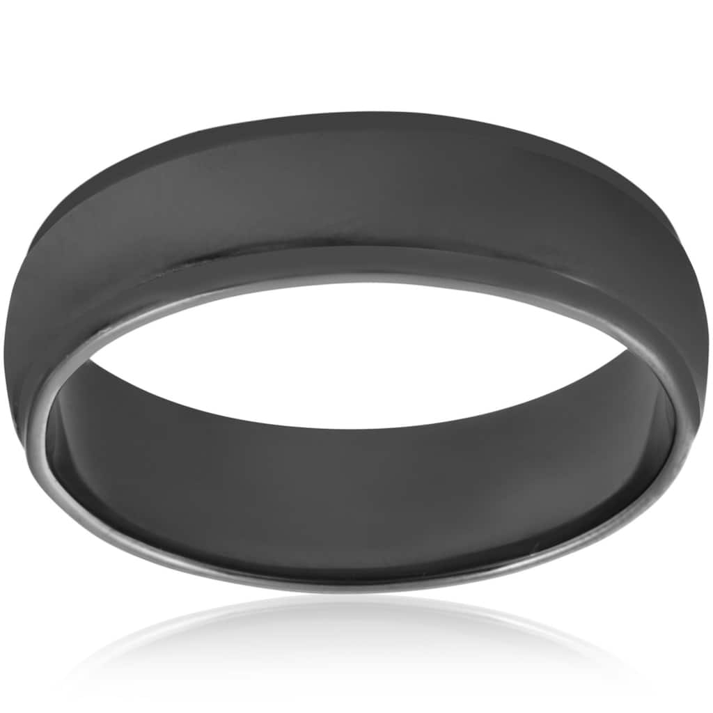 Bliss Diamond Black Gold Mens 6mm High Polished Step Cut Wedding Band