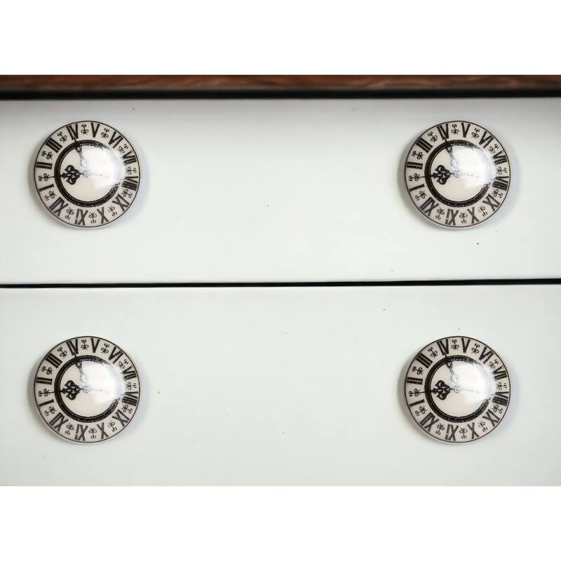 Hand-Painted Ceramic Drawer Knobs Set of 12 with Letters and Numbers Theme for Living Room - 1.5” x 1.5” x 1.5”
