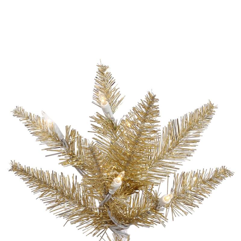 Vickerman 4.5' Champagne Tinsel Fir Slim Artificial Christmas Tree