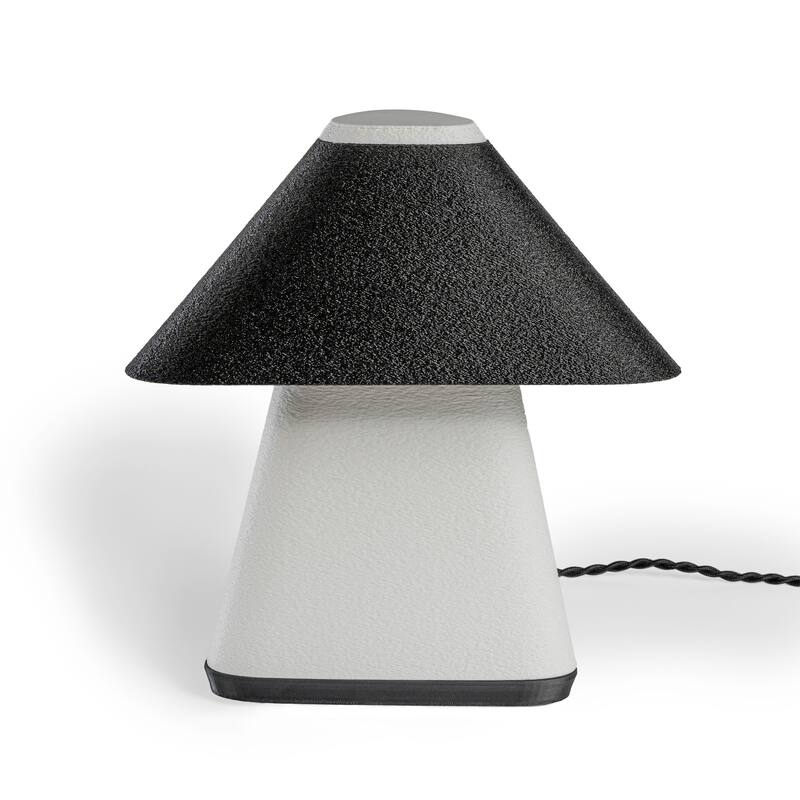 Opal 11.63" Modern Contemporary Plant-Based PLA 3D Printed Dimmable LED Table Lamp, White/Black, by JONATHAN Y
