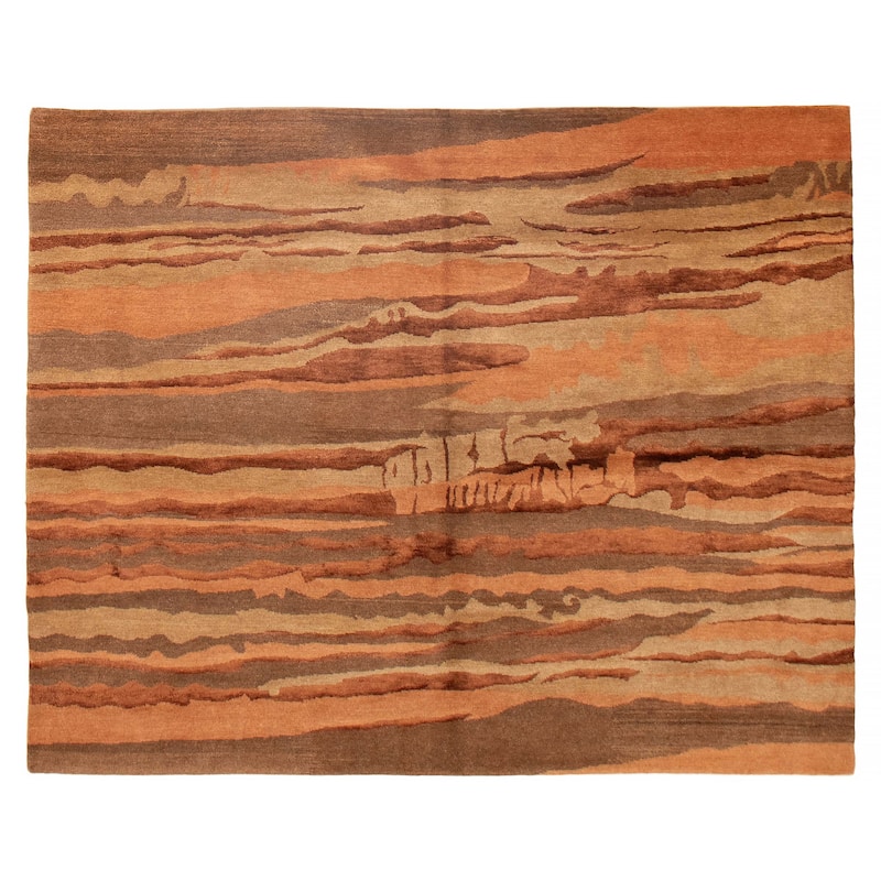 ECARPETGALLERY Hand-knotted Opulence Brown Silk, Wool Rug - 6'5 x 5'1 - Brown - 6'5 x 5'1