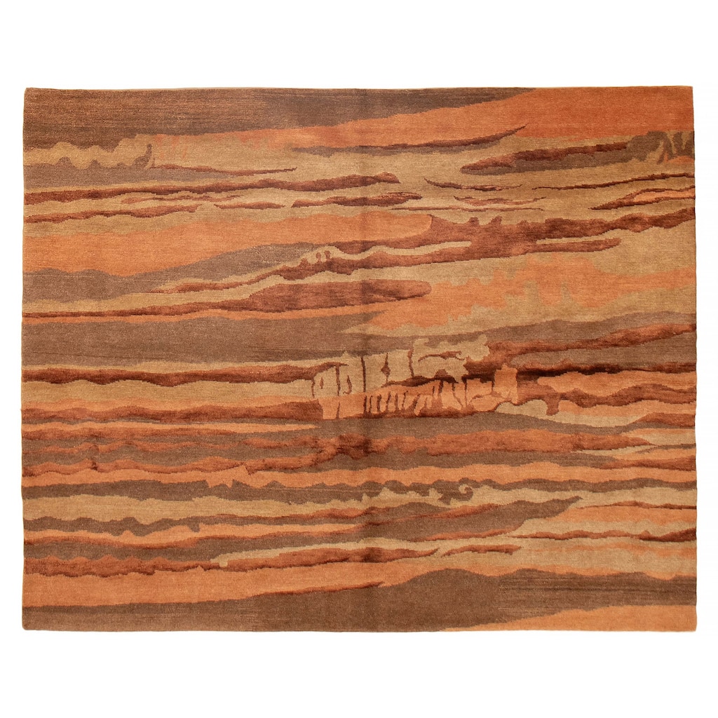 ECARPETGALLERY Hand-knotted Opulence Brown Silk, Wool Rug - 6'5 x 5'1